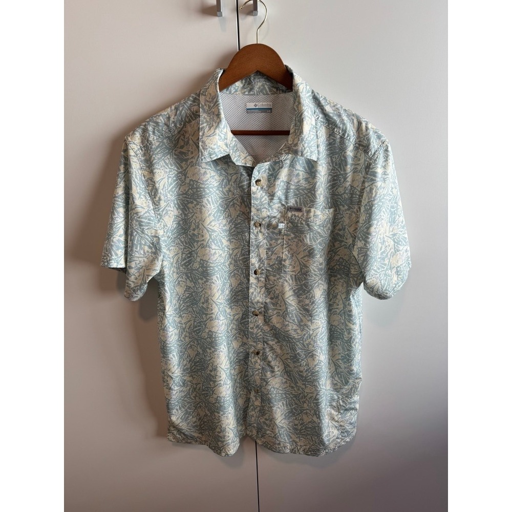 Columbia PFG Men Short Sleeve Tamiami Super Slack Fishing Shirt Large Deep Sea